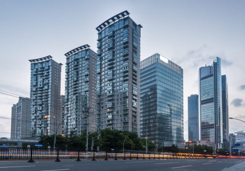 urban traffic with cityscape in modern city of China.